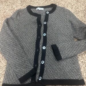 Clan Douglas 100% cashmere  Women's Elegant Black and tan Cardigan